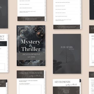 Mystery thriller novel workbook PDF for writers with character, plot, and suspense exercises.