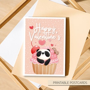 Descarga digital de la dulce tarjeta de San Valentín para imprimir | Tarjeta imprimible Love Panda | | de tarjetas de San Valentín Regalo Día de San Valentín