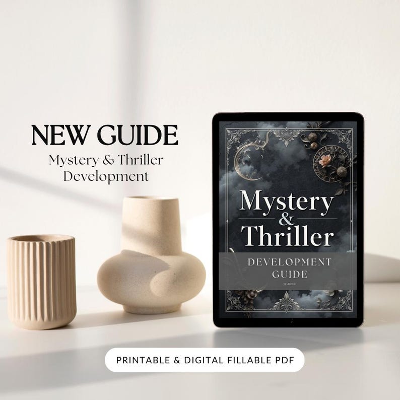 Mystery thriller novel workbook PDF for writers with character, plot, and suspense exercises.