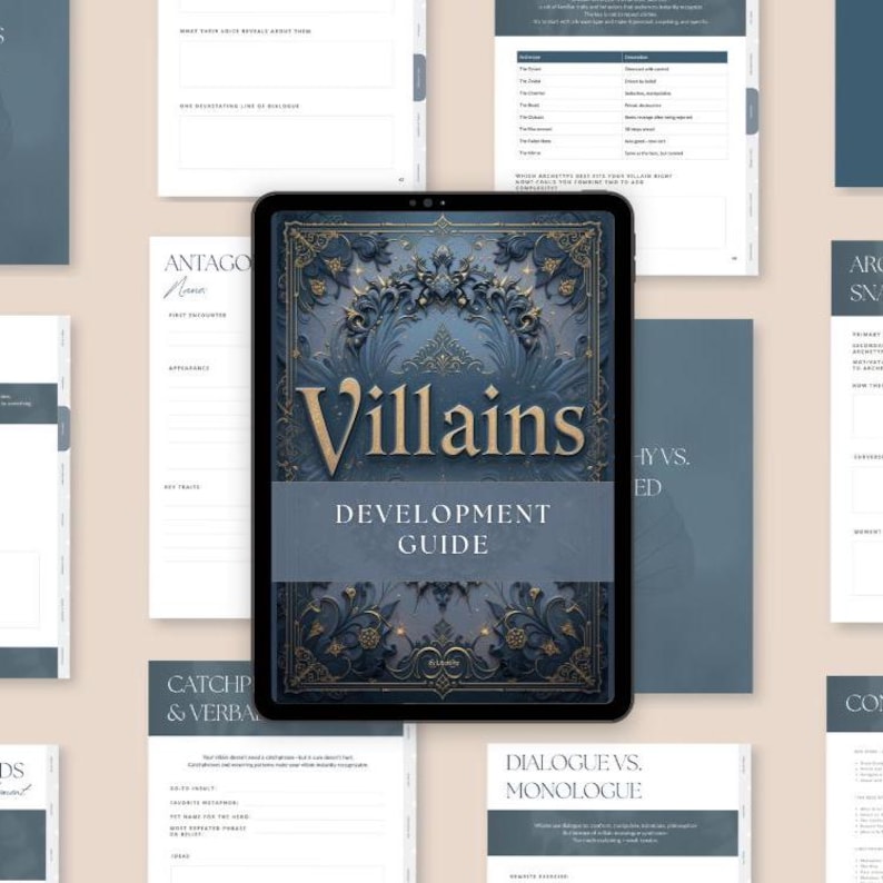 Villain Development Guide PDF workbook for writers – creative writing resource to build unforgettable antagonists and complex villains.