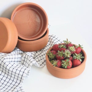 Clay Ceramic Casserole Dish, Terracotta Stew Pot Plate, Stoneware Crock, Dinnerware Bowl Set image 4