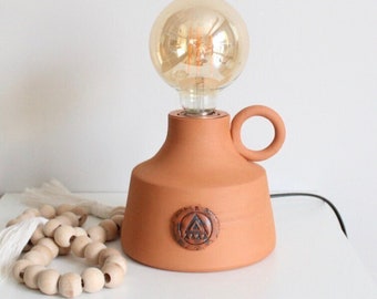 Handmade Ceramic Lamp,Desk Lamp,Modern Oil Lamp,Terracotta Lamp,Bohemian Lamp