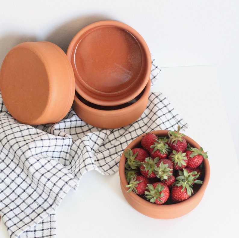 Clay Ceramic Casserole Dish, Terracotta Stew Pot Plate, Stoneware Crock, Dinnerware Bowl Set image 6