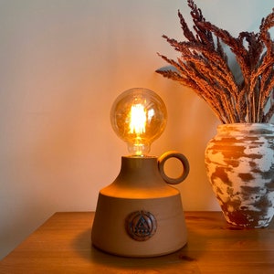 Terracotta Table Lamp, Evil Eye Boho Decor Lamp, Farmhouse Bedside Lighting