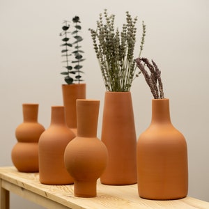 Pottery Natural Vases for Dried Flowers, Ceramic Boho Decor Vase, Living Room Centerpiece Vase, Unglazed Minimalist Rustic Vase, Fall Vases image 10