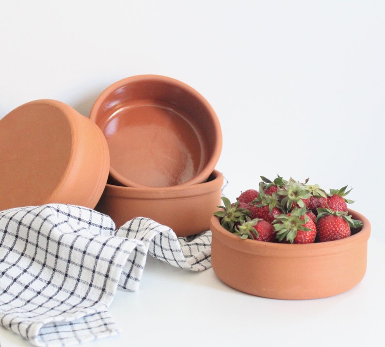 Clay Ceramic Casserole Dish, Terracotta Stew Pot Plate, Stoneware Crock, Dinnerware Bowl Set image 9