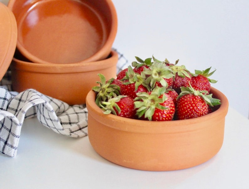 Clay Ceramic Casserole Dish, Terracotta Stew Pot Plate, Stoneware Crock, Dinnerware Bowl Set image 1