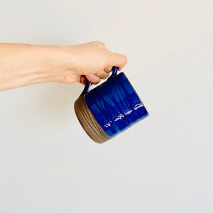 Blue Ceramic Coffee or Tea Cup, Pottery Mug 10 oz, Handmade Terracotta Cup, Housewarming Gift image 5