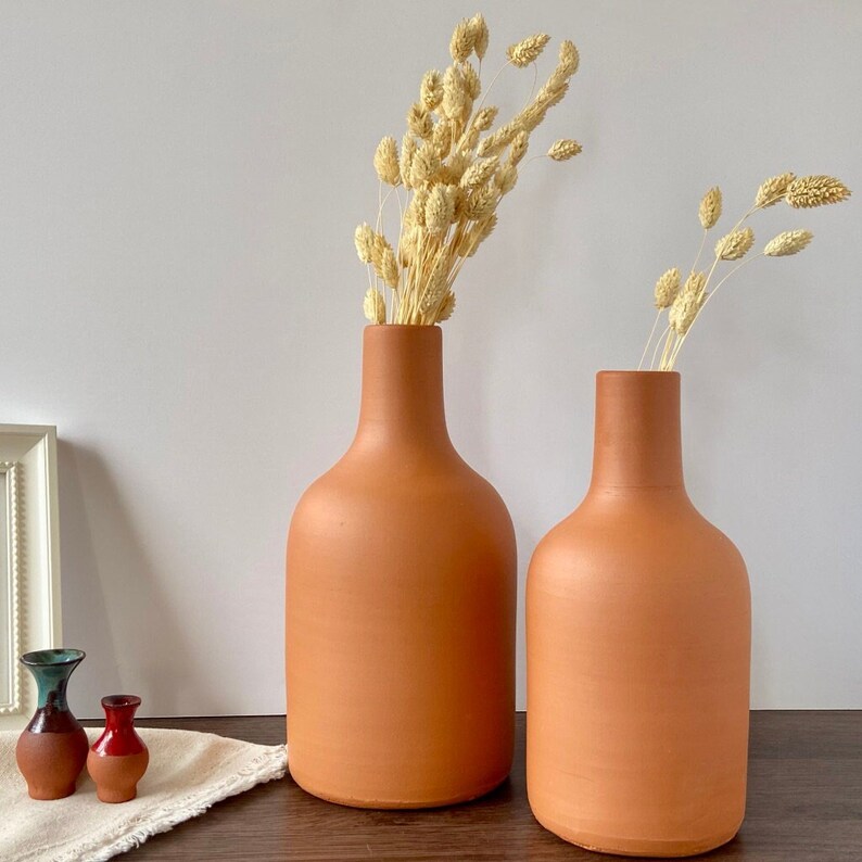 Ceramic Bottle Vase Pottery Rustic Vase Porch Decor Etsy