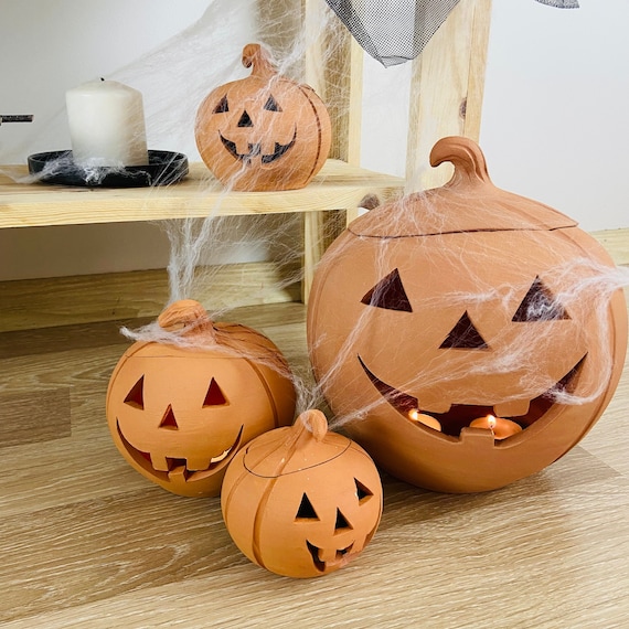 Jack O'Lantern Pumpkin Tea Light Candle Holder - each Jack O'Lantern Pumpkin Tea Light Candle Holder - each