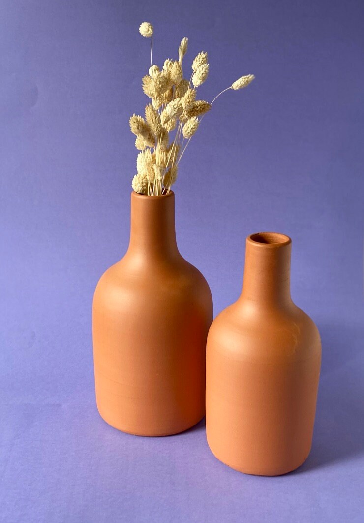 Ceramic Bottle Vase Pottery Rustic Vase Porch Decor Etsy