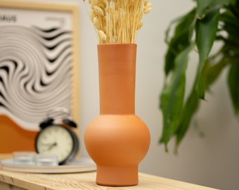 Pottery Natural Vases for Dried Flowers, Ceramic Boho Decor Vase, Living Room Centerpiece Vase, Unglazed Minimalist Rustic Vase, Fall Vases