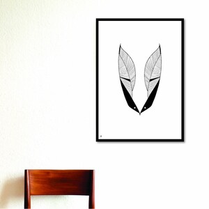 FUCHS Poster Tier Lieblingstier / Tierposter Kunstposter Bild Kunst / Schwarz auf Weiß A3 A2 A1