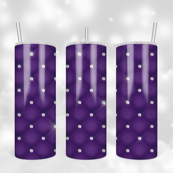 20 oz Skinny Tumbler Purple Diamond Tufted Sublimation Design, Straight & Tapered PNG Digital Download