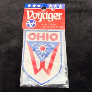 Vintage 1970s Ohio State Flag Patch Voyager Emblems NOS Original Package Travel Souvenir Made in USA