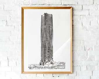 Zaha Hadid Architects, One Thousand Museum Residential Apartments, Florida, American architecture, architecture wall art, architecture print