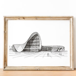 Heydar Aliyev Cultural Centre, Zaha Hadid, World Architecture, Azerbaijan, Architecture Drawing, Architecture Wall Art