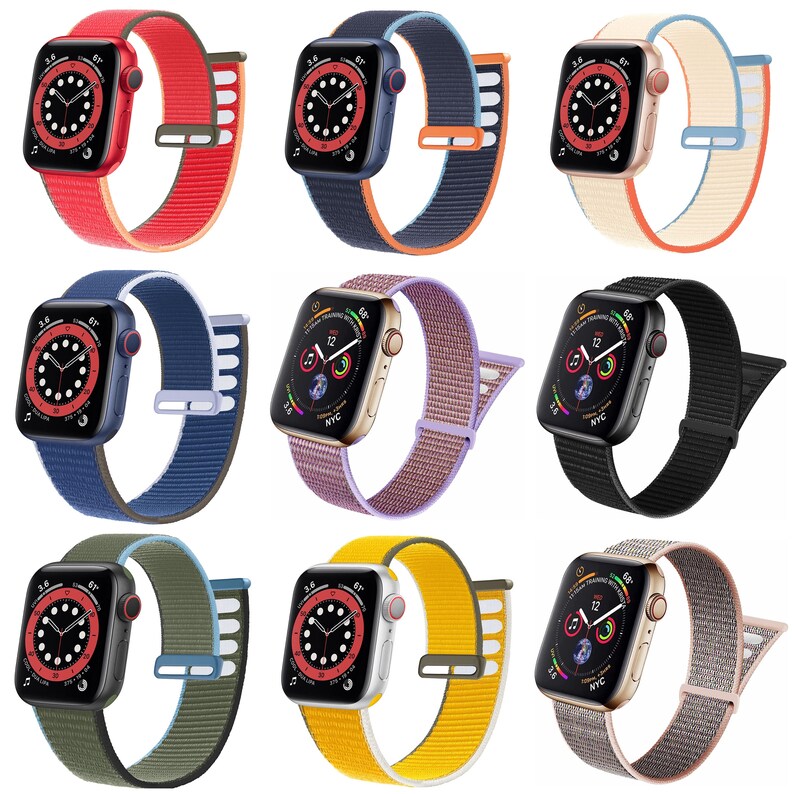 Nylon Sport Loop For Apple Watch Band | 38mm 40mm 41mm 42mm 44mm 45mm | Series 7 6 SE 1 2 3 4 5 