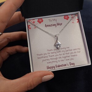 Joyas del Día de San Valentín, Joyas con tarjeta, Regalo del Día de San Valentín para ella, Regalo para la esposa, Collar para la esposa, Regalo del Día de San Valentín para la esposa