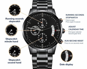 engraved watch men, men's watch engraved, custom engraved watch, one year anniversary gifts for boyfriend, groom watch engraved