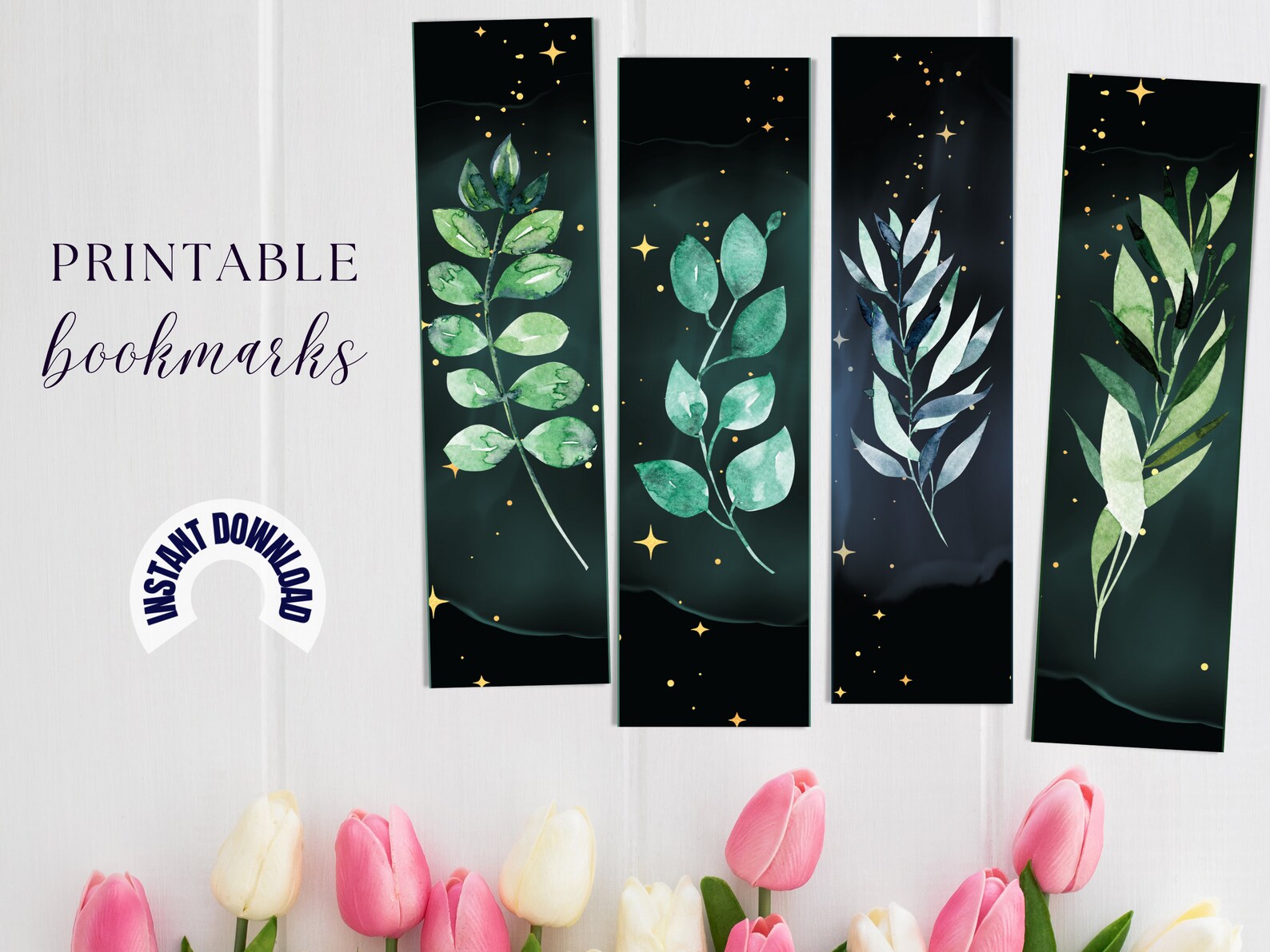 Printable Bookmarks Watercolor Leaves, Watercolor Leaves Bookmarks