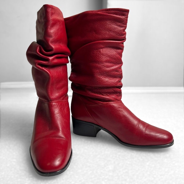 slouchy heeled boots