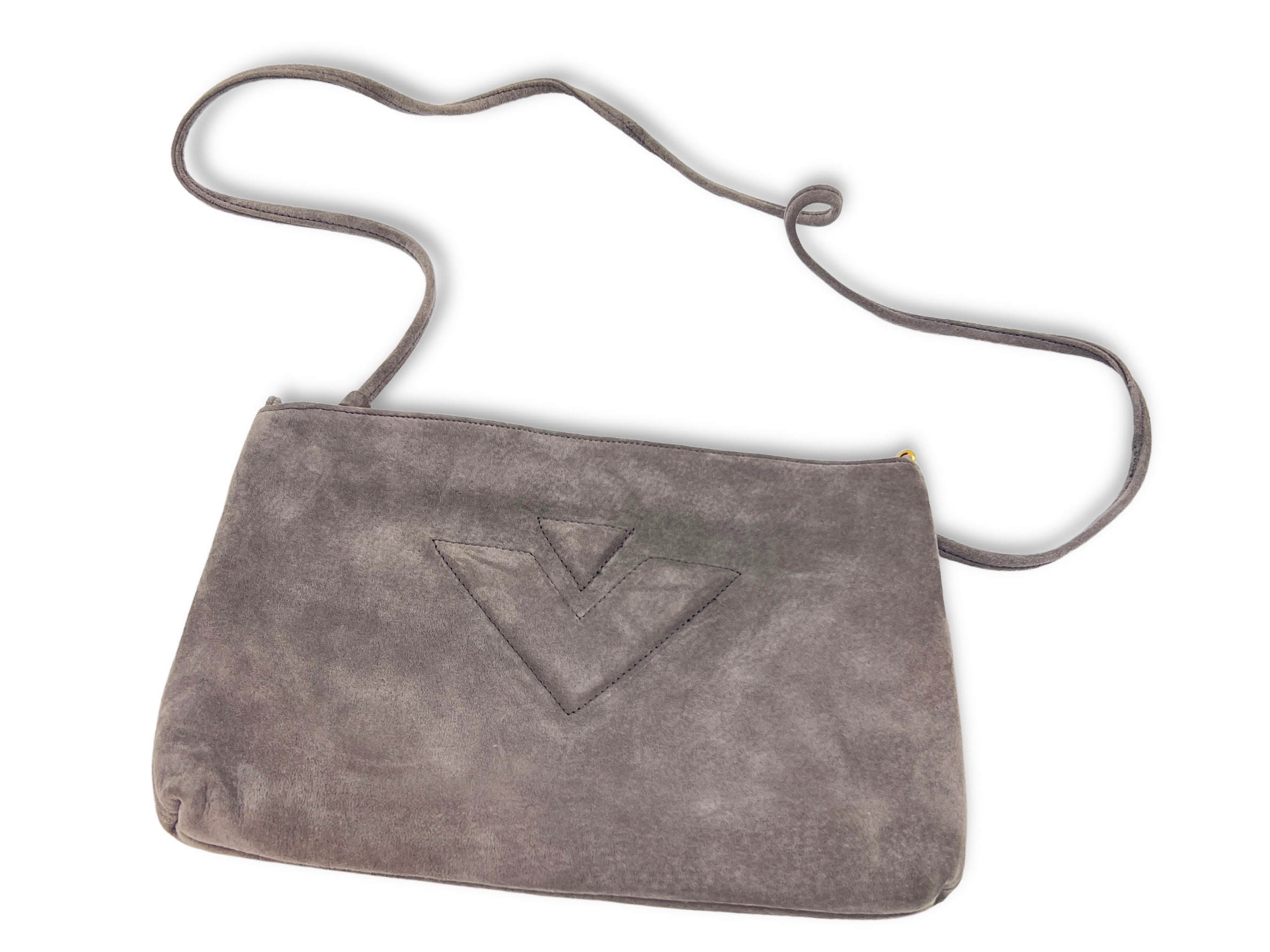 Grey suede clutch store bag new look