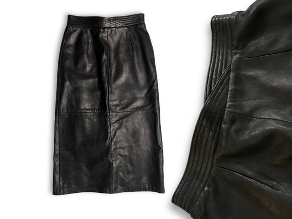 Knee Length Skirt in Super Soft Black Leather • 1… - image 1