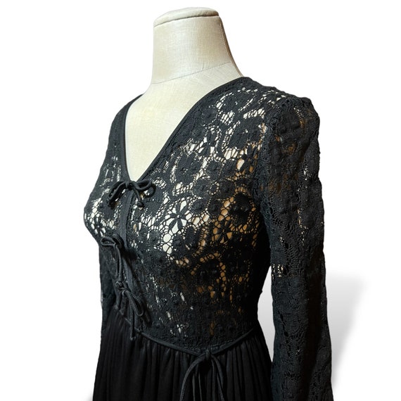 Lace Balloo Color Black A-Line Maxi Dress with Long Crochet Lace Balloo… - Gem