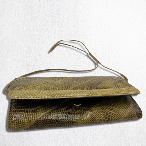 Green & Brown Snakeskin Crossbody Bag • 1970s / 1… - image 4