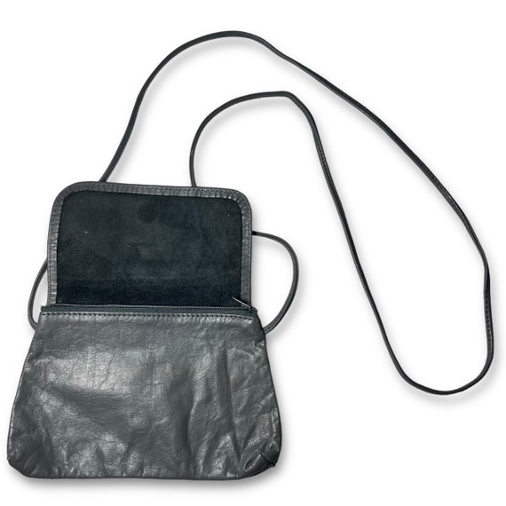 Gray Leather Lightweight Mini Crossbody Bag 1980s… - image 2