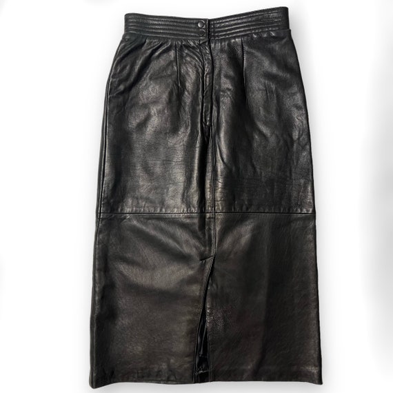 Knee Length Skirt in Super Soft Black Leather • 1… - image 2