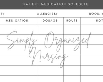 Patient Medication Schedule for Nurses