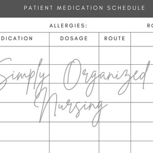 Patient Medication Schedule for Nurses