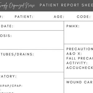 Nursing Hand-Off Report Sheet