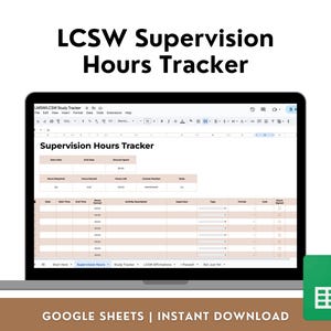 Tracciamento delle ore di supervisione LCSW - Registro delle ore cliniche di assistenza sociale, modello di Fogli Google per LMSW, registro di supervisione clinica