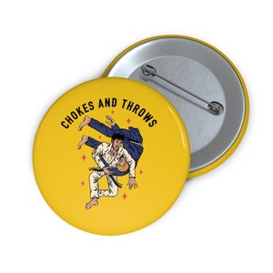 BJJ Chokes and Throws Custom Pin Buttons, Brazilian Jiu-Jitsu button, Judo Wrestling button, Martial Arts Button, BJJ Button, Jiu Jitsu
