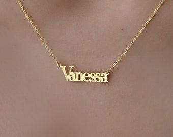 Name Neckalce, 925 Sterling Silver Minimalist Custom Name Necklace ⋆ 14k Solid Gold Personalized Name Jewelry Gift For Her.Mom.Valentines