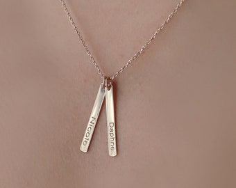 Double Bars Name Necklace, 925 Sterling Silver Custom Bar Necklace, Dainty Bar Necklace, Dainty Name Necklace