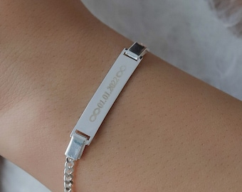 925 Sterling Silver & 14K Gold Personalized Name Bracelet • Custom Date Bracelet Gift For Her