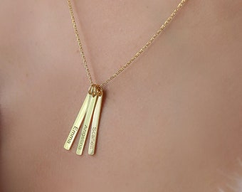 Vertical Bar Necklace, Vertical Bar Pendant Necklace, Dainty Bar Necklace, Dangle Bar Necklace Gift For Her, Minimal Gold Necklace