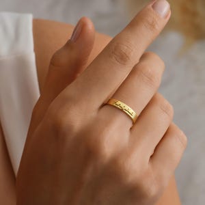 14K Gold Filled Custom Name Embossed Ring, Custom Name Ring, Personalized Dainty Ring, Name Ring, Minimalist Pinky Ring, Gift for Her