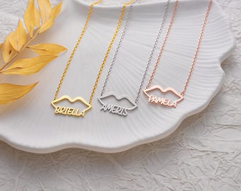 14K Gold Custom Lips Necklace, Personalized Name Necklace, Kiss Lips Necklace, Dainty Lip Pendant Necklace, Girlfriend Necklace