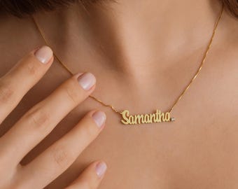 14k Gold Custom Name Necklace with Birthstone - Personalized Jewelry