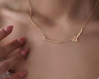 Personalized Multiple Name Necklace • 14K Gold Gift Custom two and Three Name Necklace For Family • Dainty Jewelry  Gift For Mom