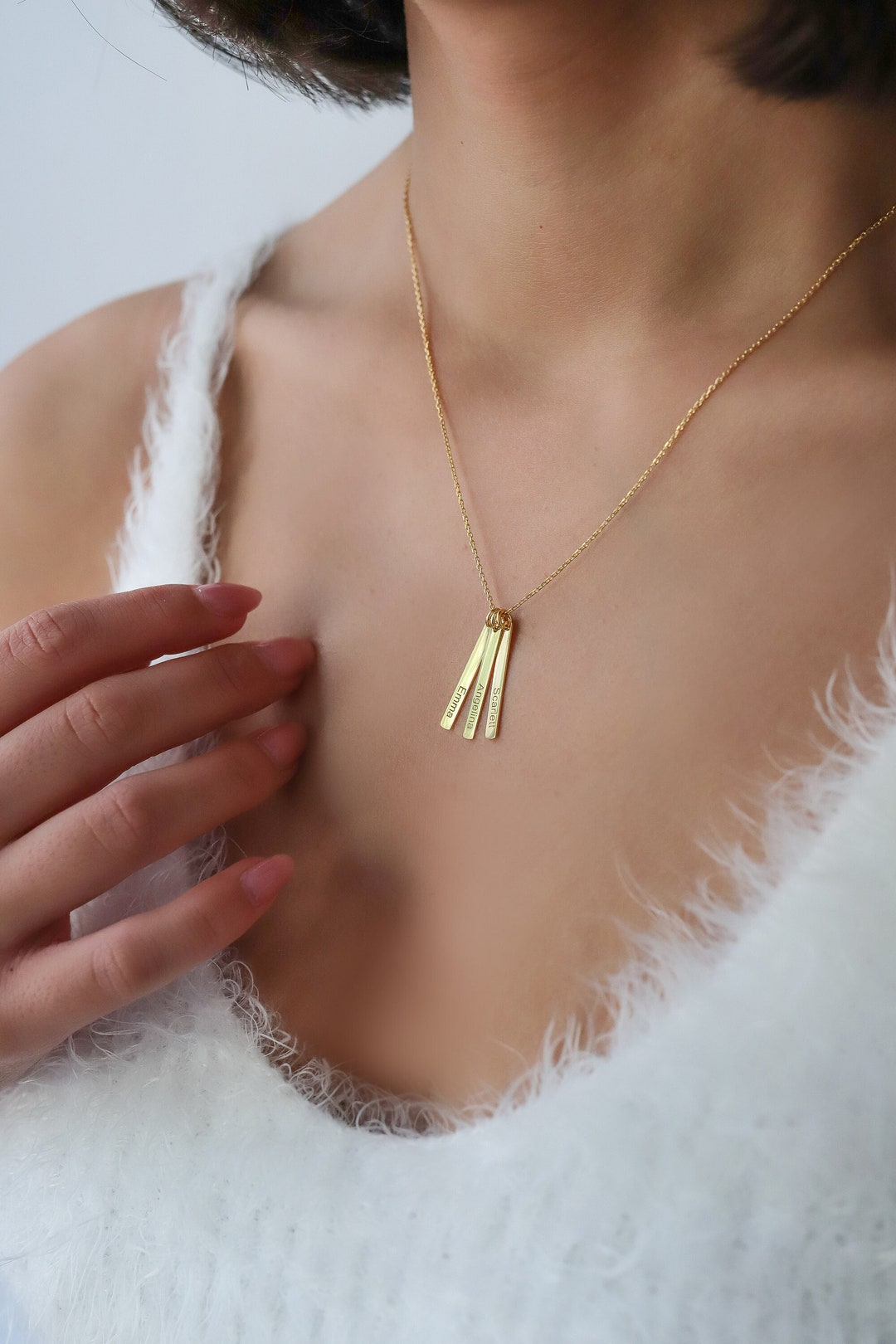 Vertical Bar Simple Line Necklace Minimalistic Jewelry Dainty Pendant Necklaces 10pcs-N059