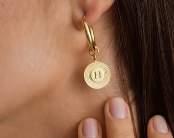Vintage Style Initial Letter Earrings | 14K Gold Plated Silver Personalized Dainty Minimalist Earrings for Gift, Birthdays, Anniversary