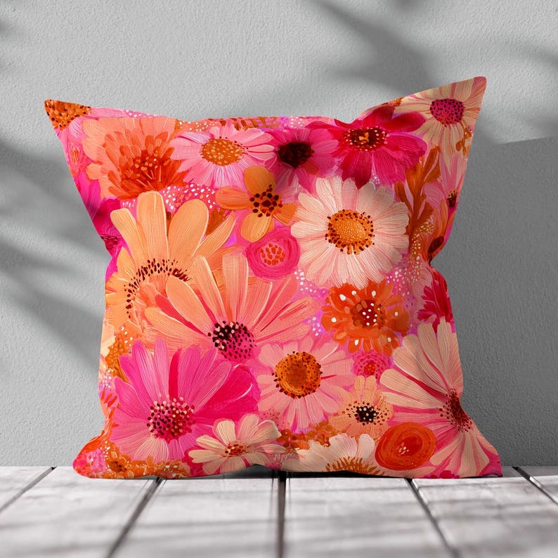 Corelle Pink Pattern Hot Pink Coral Floral Pattern – Painterly Seamless Blooms for Fabric ...