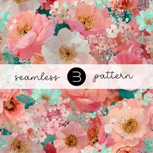 Coral Pink Floral Seamless Pattern - Vibrant Botanical Flower Repeat for Fabric