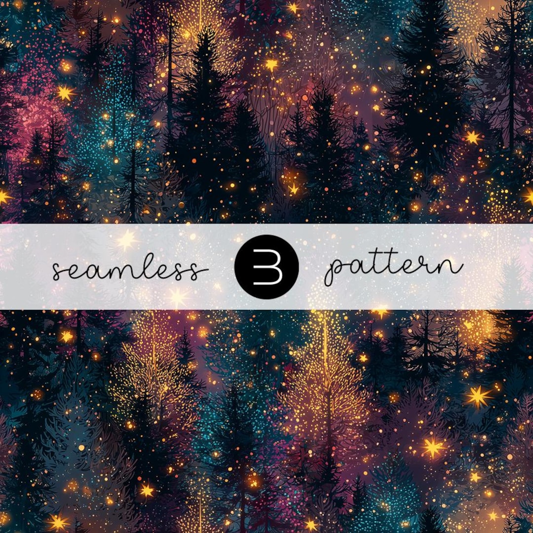 Christmas Enchanted Night Forest Seamless Pattern - Etsy